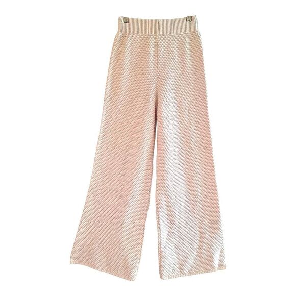 Sincerely Jules Wide Leg Boho Beach Pants Cream Chunky Thermal Knit Cotton XS - Picture 14 of 16